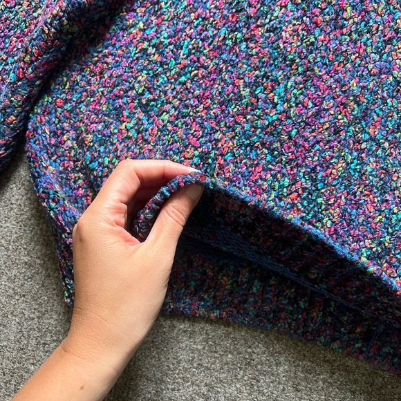 VTG 90s Express Tricot Multicolor Chenille Mock Neck Wool Blend Sweater Size Med - Picture 4 of 16